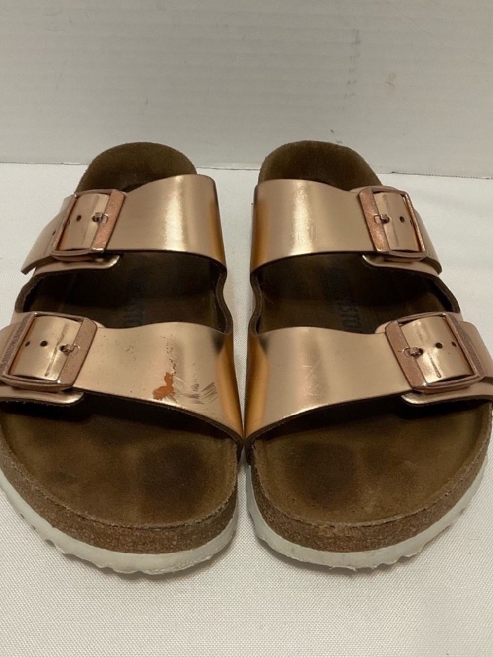 Birkenstock Arizona Women Metallic Rose Gold Double-Buckle Sandals